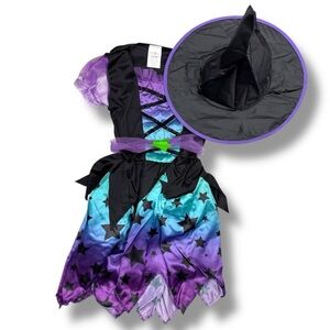 Boo! Inc. Enchanting Witch Costume‎ Girls Size 10-12 Dress & Hat Halloween